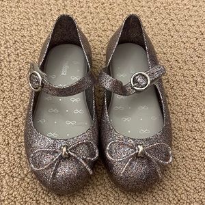Mini Melissa Silver Glitter Sweet Love Toddler Girls Shoes